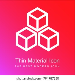 Square blocks outline red and pink gradient material white icon minimal design
