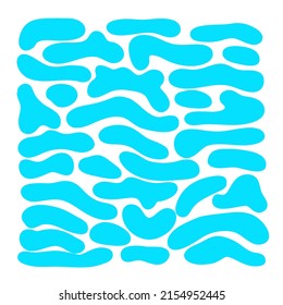 Ilustración vectorial abstracta cuadrada azul acuamarina, blob manchado de manchas de camuflaje