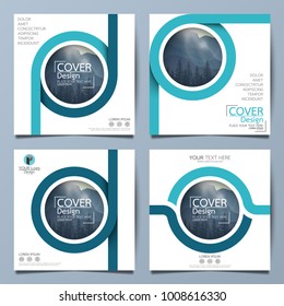 Square blue flyer cover business brochure vector design, Leaflet advertising abstract background, Modern poster magazine layout template, Annual report for presentation.