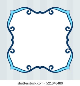 Square blue frame on striped background Isolated design element