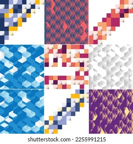 Square blue geometrical abstract background pack of 18