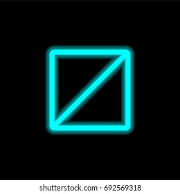 Square blue glowing neon ui ux icon. Glowing sign logo vector