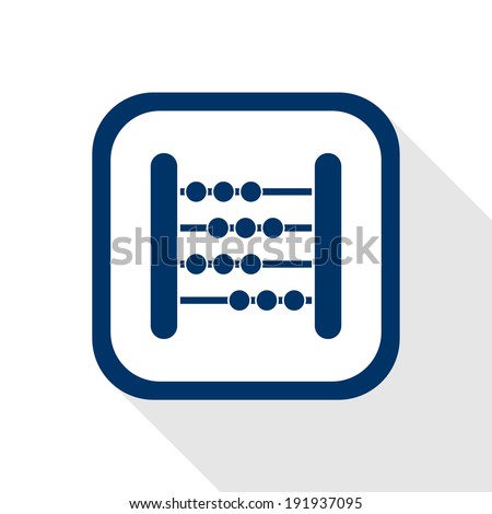 square blue icon abacus with long shadow