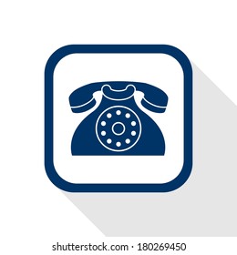 square blue icon contact with long shadow