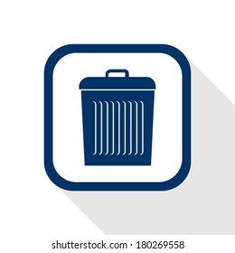 square blue icon delete with long shadow