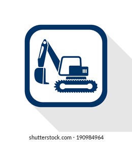 square blue icon excavator with long shadow