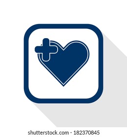 square blue icon favorite with long shadow