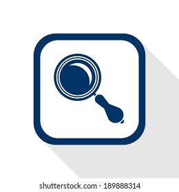 square blue icon magnifier with long shadow