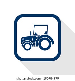 square blue icon tractor with long shadow