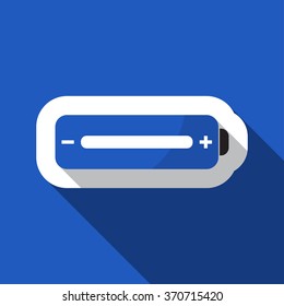 square blue information icon with white outline and shadow - blue and black battery full