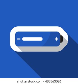 square blue information icon with white outline and shadow - blue and black battery medium