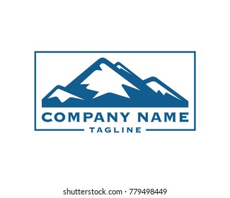 Square Blue Mountain Illustration Company Logo Vector