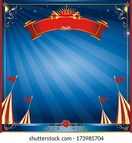 Square blue night circus invitation. A square circus invitation for you.