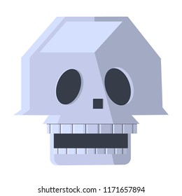 Square blue skull vector flat drawing