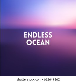 square blurred background - purple sky water sea colors With love quote - endless ocean