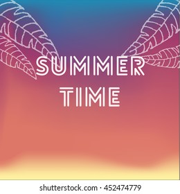 Square blurred background - Sunset colors with quote - Summer Time