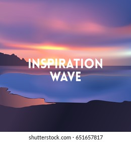 square blurred background - sunset colors With love quote - inspiration wave