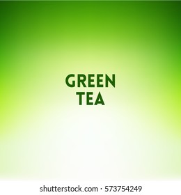 square blurred green trees spring background - wiith quote - green tea