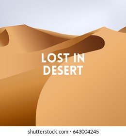 square blurred yellow background - Desert dunes sunset landscape. Lost in desert
