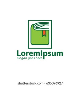 Square book design logo in green color