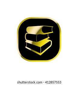 square book sign in gold & black vector illustration