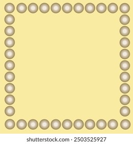 A square border design composed of evenly spaced, pearl-like spheres set against a soft yellow background. The pearls have a subtle gradient, giving them a three-dimensional appearance,