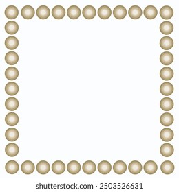 A square border design composed of evenly spaced, pearl-like spheres set against a white background. The pearls have a subtle gradient, giving them a three-dimensional appearance,