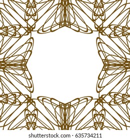 Square border frame, abstract guilloche lace contour on white (transparent) background. Vector illustration for invitations, banknotes, diplomas, certificates, tickets and other papers security design