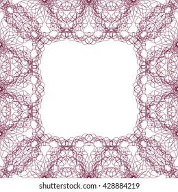 Square border frame with abstract lace contour isolated on white (transparent) background. Space for text can be used for invitations, poster or greeting cards. Vector illustration eps