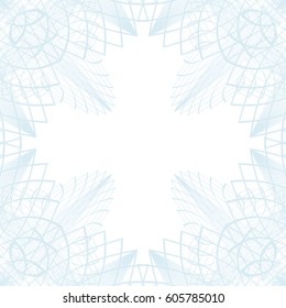 Square border frame, abstract lace contour on white (transparent) background. Vector illustration for invitations, banknotes, diplomas, certificates, tickets and other papers security design