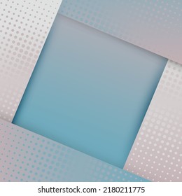 Square border frame with gradient dotted texture vector digital background. Paper edge abstract photo framework. Corner frame and text place. Comicn style design. Social media post frame.