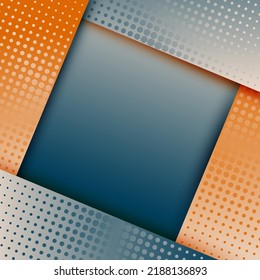 Square Border Frame With Gradient Dotted Texture Vector Digital Background. Paper Overlay Cool Photo Framework. Corner Frame And Space For Text. Business Style Design. Social Media Post Frame.