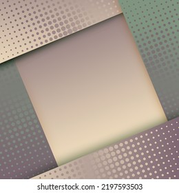 Square border frame with gradient dotted texture vector digital background. Paper edge vintage photo framework. Corner border and empty space. Minimal style design. Social media post frame.