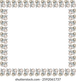Square border frame template with flourish decoration. Plant branches empty frame elements