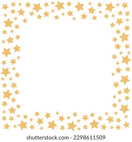 Marco de borde cuadrado con estrellas amarillas. Patrón vectorial aislado sobre fondo blanco.
