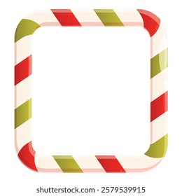 Square border made of a red and green candy cane framing an empty space