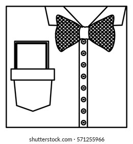 square border silhouette close up formal shirt with bow tie and note