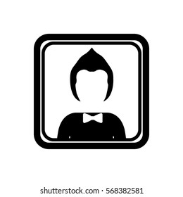 square border with silhouette half body man with hairstyle