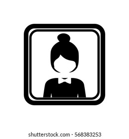 square border with silhouette half body collected hair woman