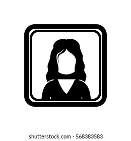 square border with silhouette half body worker woman