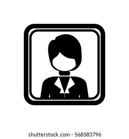 square border with silhouette half body bussines woman