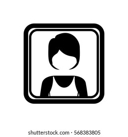 square border with silhouette half body woman
