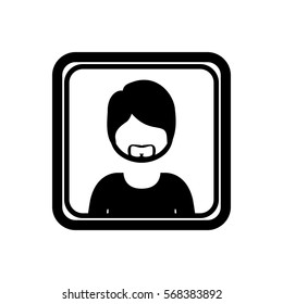 square border with silhouette half body man with beard