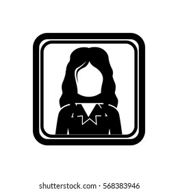 square border with silhouette half body professional woman