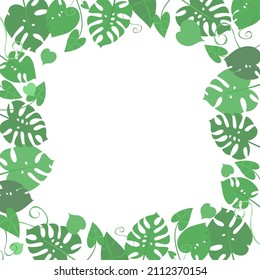 Square botanical frame, space for text. Vector illustration. Graphic design template.
