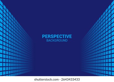 Square box background vector in perspective style. blue box pattern on dark blue background.