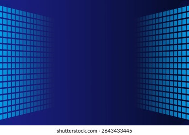 Square box background vector in perspective style. blue box pattern on dark blue background.