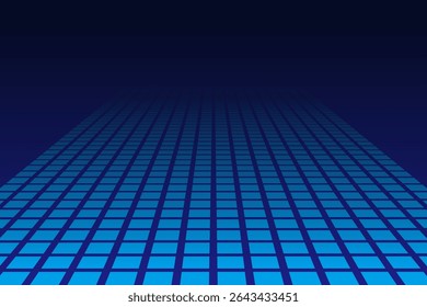 Square box background vector in perspective style. blue box pattern on dark blue background.