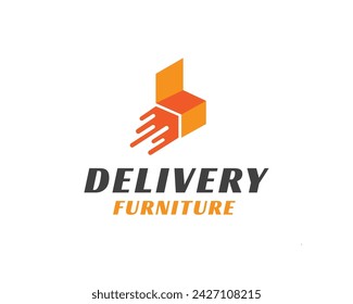 square box chair fast delivery logo icon symbol design template illustration inspiration