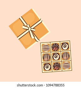 Square box of chocolate isolated on white background. Vector illustration eps 10